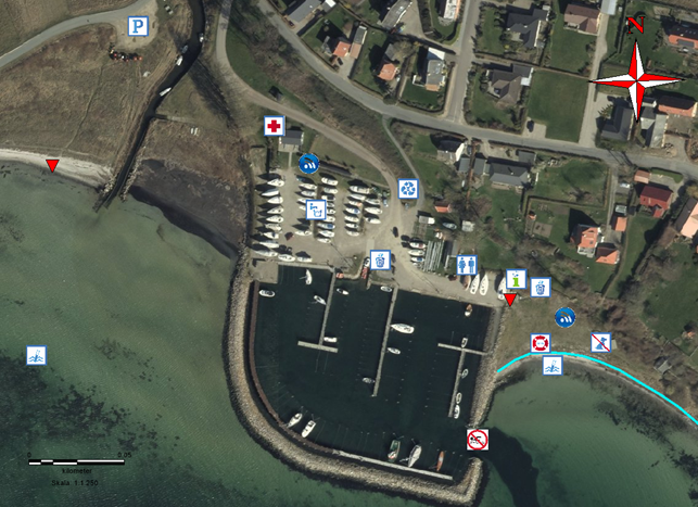 Informationer om de forskellige steder ved Ballen Strand