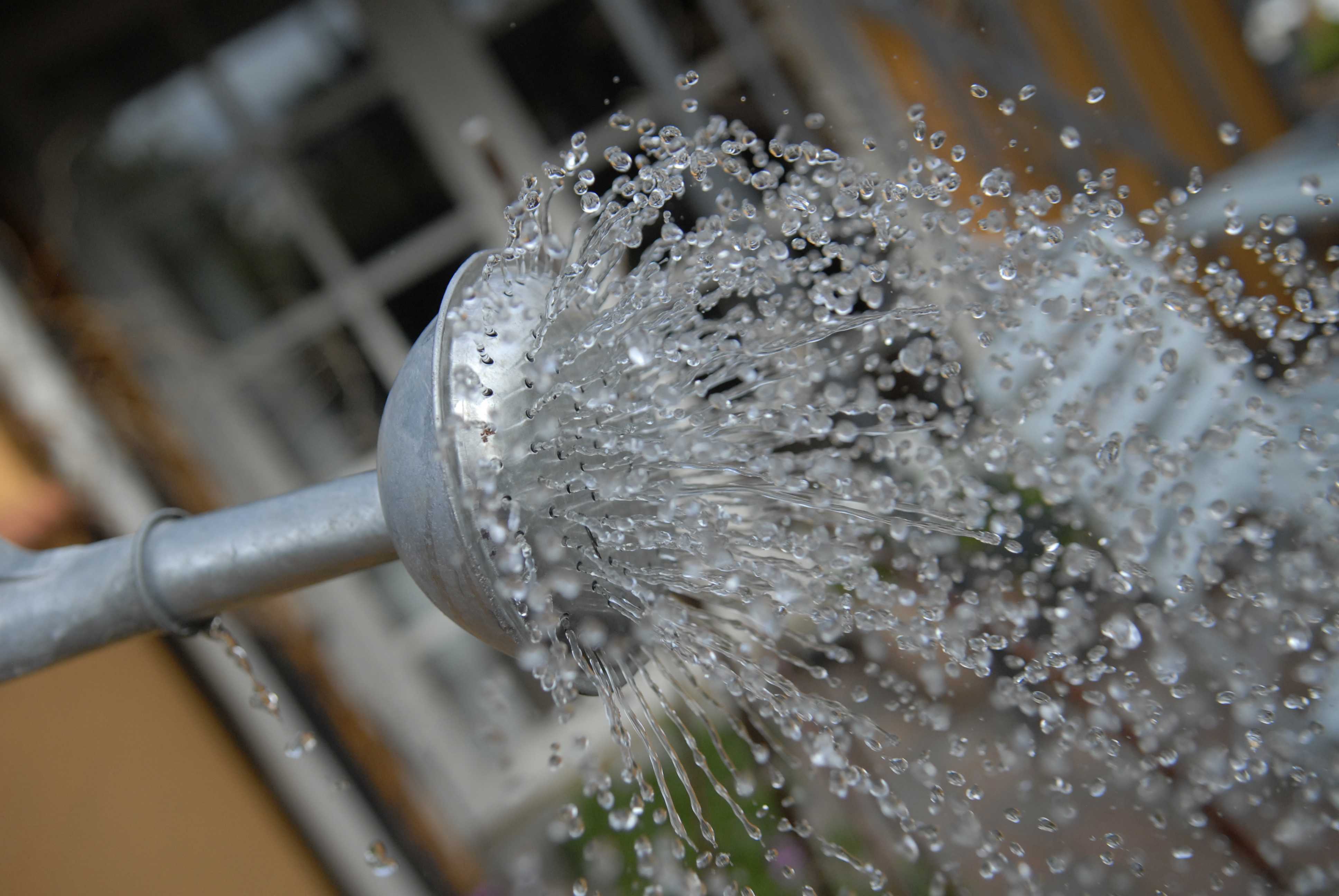 Tuden af en vandkande, hvor vandet bruser ud af